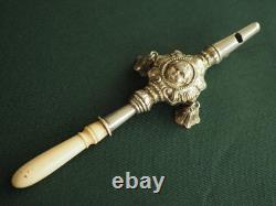 Ancient Silver Whistle Rattle Cherub