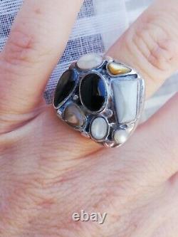 Ancient Solid Silver 925 Ring with Mother of Pearl by a Designer