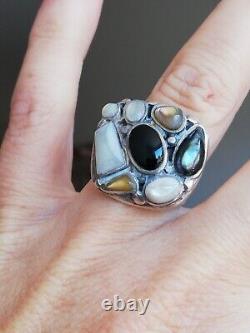 Ancient Solid Silver 925 Ring with Mother of Pearl by a Designer