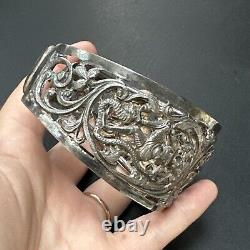 Ancient Solid Silver Bracelet 925 New Art Nouveau Asia Tank