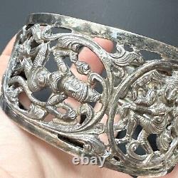 Ancient Solid Silver Bracelet 925 Silver Bangle Art Nouveau Creator Asia Tank