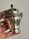 Ancient Solid Silver Empire Mustard Pot With Ram's Head And Foliage Decor