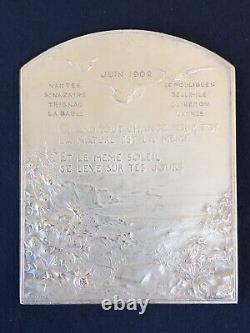 Ancient Solid Silver MEDAL signed DUPRÉ 1902 Art Nouveau original box