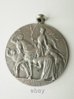 Ancient Solid Silver Medal of Saint Joan of Arc, 3.1 cm, Rare Antique Sales Medal