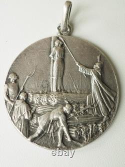 Ancient Solid Silver Medal of Saint Joan of Arc, 3.1 cm, Rare Antique Sales Medal