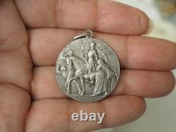 Ancient Solid Silver Medal of Saint Joan of Arc, 3.1 cm, Rare Antique Sales Medal