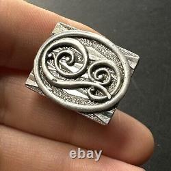 Ancient Solid Silver Pendant Fish Charm Art Nouveau Seal Stamp