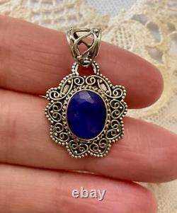 Ancient Solid Silver Pendant Huge Blue Sapphire