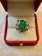 Ancient Solid Silver Ring With Genuine Imposing Emerald Size 55