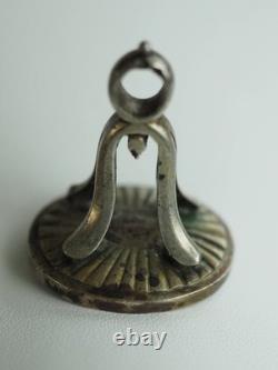 Ancient Solid Silver Thumb Seal with Coat of Arms Antique Silver Wax Seal