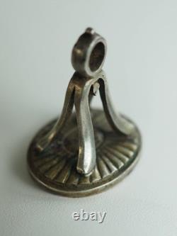 Ancient Solid Silver Thumb Seal with Coat of Arms Antique Silver Wax Seal