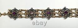 Ancient Solid Silver Vermeil Bracelet with Amethyst and Diamond