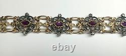 Ancient Solid Silver Vermeil Bracelet with Amethyst and Diamond