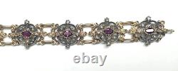 Ancient Solid Silver Vermeil Bracelet with Amethyst and Diamond