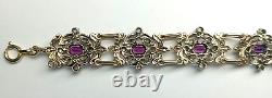 Ancient Solid Silver Vermeil Bracelet with Amethyst and Diamond