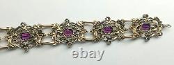 Ancient Solid Silver Vermeil Bracelet with Amethyst and Diamond