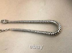 Ancient TRITON ARTICULATED silver solid pocket watch chain with XIX century key