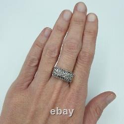 Ancient Tank Silver Ring Massif A Decor Geometrique De Marcassites Art Deco