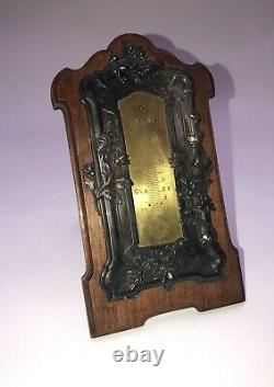 Ancient Thermometer with Wooden Frame and Solid Silver Minerva Mount