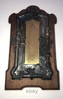 Ancient Thermometer with Wooden Frame and Solid Silver Minerva Mount