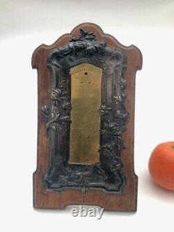 Ancient Thermometer with Wooden Frame and Solid Silver Minerva Mount