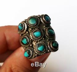 Ancient Tibetan Silver And Turquoise Ring Tibet 19th