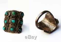 Ancient Tibetan Silver And Turquoise Ring Tibet 19th