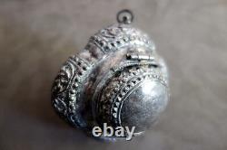 Ancient Tibetan Solid Silver Amulet Box Tibet 18th Century