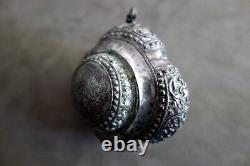 Ancient Tibetan Solid Silver Amulet Box Tibet 18th Century