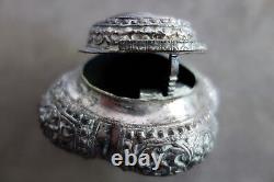 Ancient Tibetan Solid Silver Amulet Box Tibet 18th Century