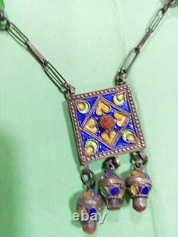 Ancient Traditional Berber Solid Silver Necklace Algerian Antiques