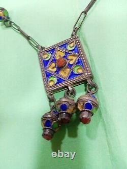 Ancient Traditional Berber Solid Silver Necklace Algerian Antiques