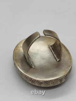Ancient Turkmen Afghan ring, solid silver, carnelian/agate, 26.5 g