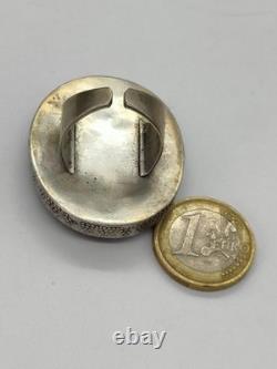 Ancient Turkmen Afghan ring, solid silver, carnelian/agate, 26.5 g