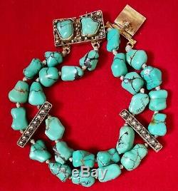 Ancient Turquoise Vermeil Bracelet In Sterling Silver