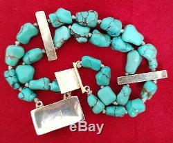 Ancient Turquoise Vermeil Bracelet In Sterling Silver