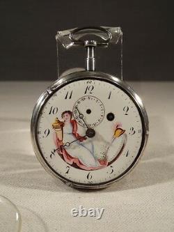 Ancient Watch A Gousset A Rooster In Silver Dial Hours And Days 1787 End Of XVIII