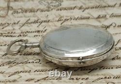 Ancient Watch Au Coq Silver Dial Painted Bordier In Geneva Children's Pocket Watch