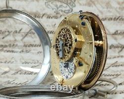 Ancient Watch Au Coq Silver Dial Painted Bordier In Geneva Children's Pocket Watch