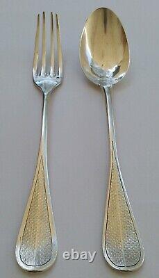 Ancient XIX Century Solid Silver Table Cutlery Set by Massat