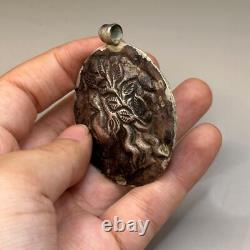 Ancient amulet pendant Greek Roman emperor in solid silver