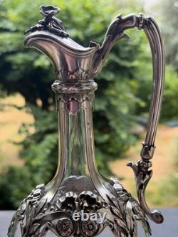 Ancient and Rare Crystal and Solid Silver Ewer, 18th Century, Italy