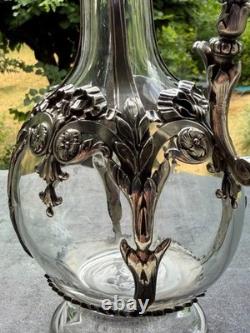 Ancient and Rare Crystal and Solid Silver Ewer, 18th Century, Italy