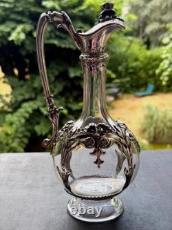 Ancient and Rare Crystal and Solid Silver Ewer, 18th Century, Italy