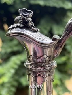 Ancient and Rare Crystal and Solid Silver Ewer, 18th Century, Italy