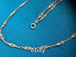 Ancient and large solid silver CHATELAINE pocket watch chain 73 cm