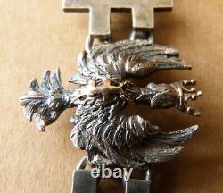 Ancient bracelet SILVER and solid GOLD crowned eagle Lorraine cross.