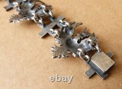 Ancient bracelet SILVER and solid GOLD crowned eagle Lorraine cross.