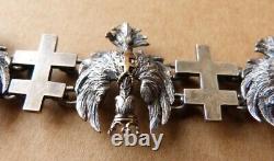 Ancient bracelet SILVER and solid GOLD crowned eagle Lorraine cross.