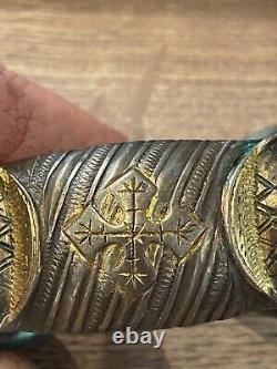 Ancient jewelry: solid silver bracelet with a cross from Eastern Russia